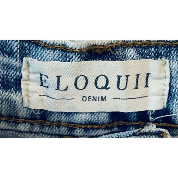 Eloquii Shorts Womens 14 Light Blue Acid Wash Denim Cut Off High Waist Beachy - Picture 5 of 7